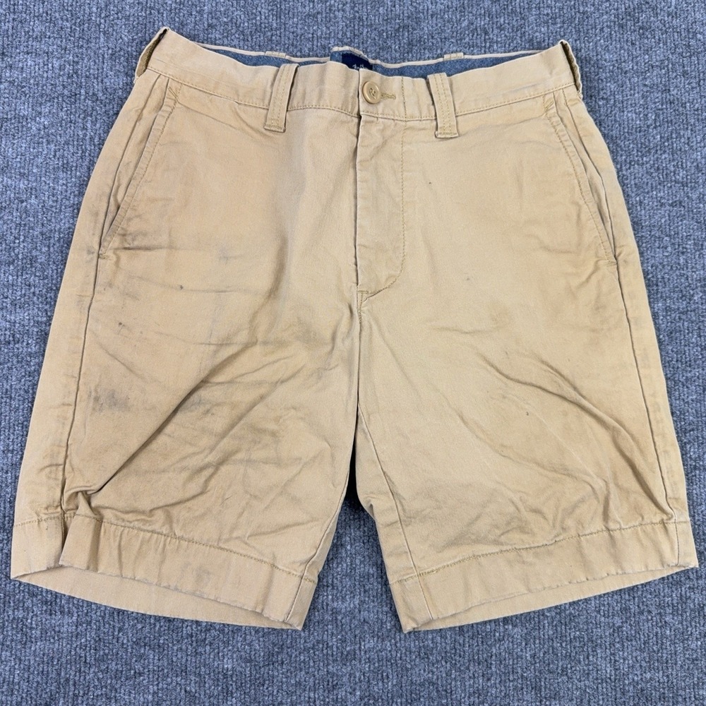 J.Crew Flex Chino Shorts Mens 29 Beige 9 Inseam Stretch Flat Front F0598